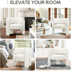 COLAMY Modern Accent Chair, Upholstered Barrel Chair, Comfy Sherpa Side Arm Chair with 3 Legs for Living Room, Bedroom, Reading, Cream