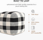 Anji Mountain Artisan Crafted Cotton Blend Pouf Ottoman | Versatile Floor Seating & Footstool for Living Room | Modern Boho Home Décor Accent | Filled Pouffe