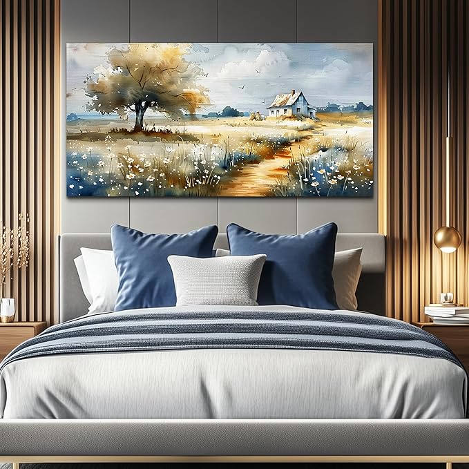 FUHAIHUA Canvas Wall Art For Bedroom Wall Decor For Living Room Modern Office Decorations Pastoral Wall Paintings Scenery Watercolour Pictures Artwork Farmhouse Home Decor Mural 20x40 In