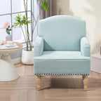 KEIKI Modern Accent Chair for Living Room and Bedroom,Upholstered Fabric Club Chair with Nailhead Trim, Solid Wood Frame, Retro Wooden Legs, Single Sofa Chair for Lounge and Reading