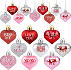 36 PCS Valentine's Day Heart Hanging Ornaments Red Pink Silver Glitter Heart Shaped Baubles Valentines Day Tree Hanging Decorations for Home Wedding Anniversary Party Decoration