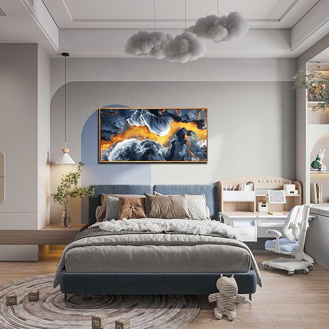 ZHAOSHOP Abstract Wall All Large Black and Gold Wall Decor for Living Room - Home Office Wall Decor With Wooden Frames Size 29" x 59"