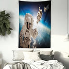 Ambesonne Outer Space Tapestry, Cosmonaut Crew in Universe Astronomy Atmosphere Astral Journey Inspired Image, Wall Hanging for Bedroom Living Room Dorm Decor, 40" X 60", Beige Blue