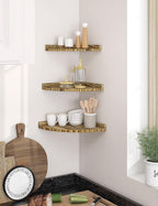 Corner Shelves Wall Mounted, Rustic Farmhouse Corner Floating Shelf, Solid Wood Storage Organizer Corner Wall Shelves for Living Room Bedroom Kitchen Bathroom Laundry, 9.68x9.68 Inch