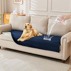 HAOMAIJIA Waterproof Couch Cover for Dogs Washable,Faux Fur Pet Couch Covers for Sofa,Soft Dog Bed Cover Non-Slip Couch Covers for 3 Cushion Couch Sofa Pet Friendly (Navy Blue, 35" x 62" 1 Pack)