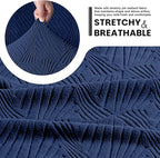 VANSOFY Recliner Couch Cover, 8-Pieces Stretch Recliner Sofa Cover Soft Jacquard Reclining Slipcover Furniture Protector with Elastic Bottom for Kid, Pets(3 Seat,Dark Blue)
