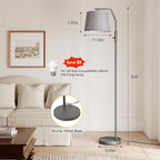 SUNMORY Floor Lamps for Living Room, 12W Bulb Included, Tall Lamp for Bedroom with Adjustable Head, Modern Standing Lamp, 0-100% Dimmable Arc Floor Lamp for Dining Room Office Nursery, Galaxy Gray