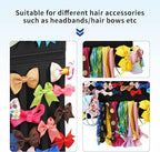 Hair Accessory Organizer - Hanging Holder for Girls' Headbands, Hair Clips, Ties, Scrunchies (Black)