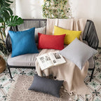 MIULEE Pack of 2 Decorative Outdoor Solid Waterproof Throw Pillow Covers Christmas Faux Linen Garden Farmhouse Cushion Cases for Summer Patio Tent Balcony Couch Sofa 20x12 Inch Red