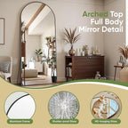 Full Length Mirror, 59"x19" Arched Full Body Mirror, Oversized Floor Mirrors, Leaning Free Standing Mirrors, Hanging Mounted Large Mirrors for Bedroom Dressing Room, Cloakroom, Black