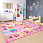 Chicrug Educational Kid Area Rug for Playroom, 6x9 Feet TPR Non Slip Kids Classroom Carpet Rug for Learning ABC Animal, Shape Color Fruit, Washable Play Mat Rug for Children Nursery Toddler Room Decor