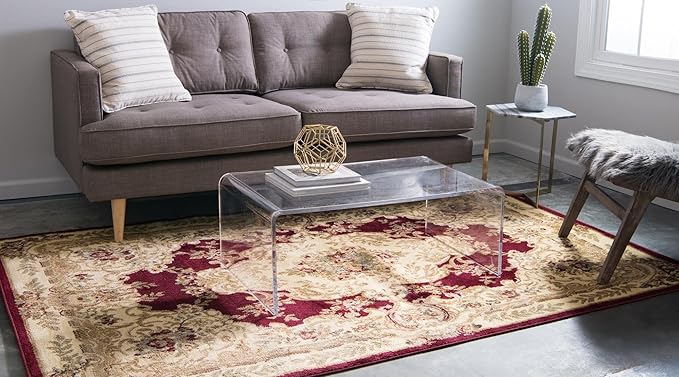 Rugs.com Chateau Collection Rug – 6' x 9' Red Medium Rug Perfect for Bedrooms, Dining Rooms, Living Rooms