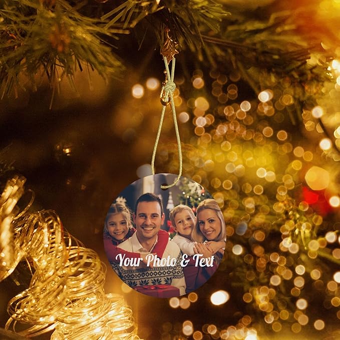Personalized Ceramic Christmas Ornaments 2025 Custom Photo Ornaments for Christmas Tree, Customized Picture Ornaments, Wedding, Engagement, Family Keepsake, Hanging Ceramic Xmas Ornament