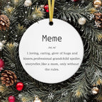 Meme Gifts Ornaments, Mother's Day Birthday Gifts for Grandma from Grandkids Grandchildren Ceramic Ornament Keepsake, Meme Definition Hanging Ornaments for Christmas Tree Decoration