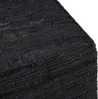 SIMPLIHOME Fredrik Square Pouf - 18 inch Wide Genuine Woven Leather Ottoman in Black, Boho-Style Footstool or Extra Seating for Living Room or Bedroom with Polystyrene Bead Filling, Assembled