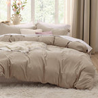 Bedsure Deep Beige California King Duvet Cover - Prewashed Cotton-Like Extra Soft Bedding Set, Includes 1 Cal King Duvet Cover 104x98 Inches with Zipper Closure & 2 Pillow Shams, No Comforter