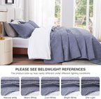 Love's cabin King Size Quilt Bedding Set Bluish Grey Bedspreads - Bed Summer Lightweight Bedspread Comforter - Wave Pattern Bedding Coverlet for All Season - 3 Pieces (1 Quilt, 2 Pillow Shams)