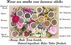 Incense Sticks Variety Pack with Wooden Holder | Nag Champa, Rose, Lavender, White Sage, Frankincense, Palo Santo & Sandalwood | Hand-Rolled Masala Incense