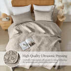 akkialla Twin Quilt Set, Taupe Lightweight Microfiber Bedspread Coverlet, Boho Geometric Pattern, Soft All-Season Bedding, 2-Piece (1 Quilt, 1 Pillow Sham) | Breathable fabric, Modern style