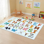 Baby Play Mat, ABC Rug for Kids Playroom, Non Slip Washable Toddler Floor Mat, Alphabet Numbers Colors Learning Classroom Rug for Nursery or Preschool, 5x7 ft