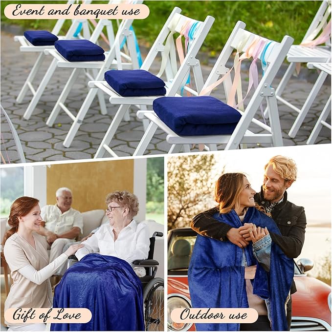 Tinideya 12 Pcs Flannel Fleece Throw Blanket Bulk 50 x 60 Inch Soft Fleece Blanket Warm Throw Blanket Coral Blankets for Couch Sofa Home Wedding Gifts Season (Navy Blue)