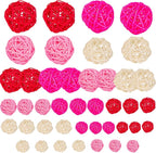FUTUREPLUSX 42PCS Valentines Day Tiered Tray Bowl Fillers Decor, Assorted Pink Decorative Balls for Bowl Centerpiece Home Indoor Office Table Decor
