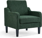 VINGLI Accent Chair for Living Room Chairs Reading Chair for Bedroom Chair Scooped Arm Chair Mid Century Modern Accent Chairs Upholstered Comfy Chair for Apartment, Waiting Room (1, Dark Green)