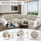 Recliner Sofa Covers 100% Waterproof Velvet L Shape Recliner Couch Covers for Dogs Pets Washable Anti Slip Recliner Slipcovers with Pockets (5 Seat Sofa with 2 Console, Light Gray)