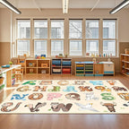 Kids Rugs for Playroom - 6x8 Feet ABC Rugs for Kids Room Preschool Educaitonal Learning Animals, Alphabet Classroom Rug Children Toddler Nursery Kindergarten Decor, Beige