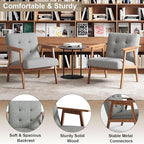 Mid Century Accent Chair, Upholstered Fabric Lounge Chair with Walnut Finish Frame for Living Room, Comfortable Sofa Chairs in Gray