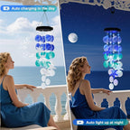 Solar Starfish Wind Chimes for Outside Mobile Shells Wind Chimes Hanging Decorative Lights for Holiday Garden Porch Yard Window Party Outdoor Decor, Gift for Mom Grandma Wife Girlfriend Neighbors