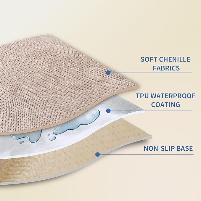 HAOMAIJIA Pet Couch Covers for Sofa Waterproof Couch Cover for Dogs Chenille Non Slip Sofa Covers Washable for 2 Cushion Couch Furniture Protector (Khaki, 36.5" x 62" 1 Pack)