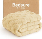 Bedsure GentleSoft Twin Blanket for Bed - Super Soft Cozy Blankets for Women Men Girls, Cute Fuzzy Fleece Throws for Bedroom Couch, Light Yellow, 60x80 Inches