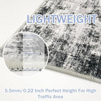 IOHOUZE Abstract Runner Rug 3x16 Ft Long Washable Runners for Hallways, Non Slip Kitchen Runner Printed Faux Wool Entryway Runner Indoor, Modern Abstract Floor Carpet for Hall Stair, Black Grey