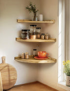 Corner Shelves Wall Mount, Farmhouse Rustic Corner Floating Shelf with Cord Hole, Wooden Storage Organizer Corner Wall Shelves for Kitchen Bathroom Living Room Bedroom Laundry, 12x12 Inch