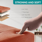 BRIAN & DANY Small Ottoman with Storage, Small Storage Ottoman, Folding Foot Stool with Wood Legs for Living Room and Bedroom Linen Rest Seat, 12.6"x12.6"x12.8" - Orange