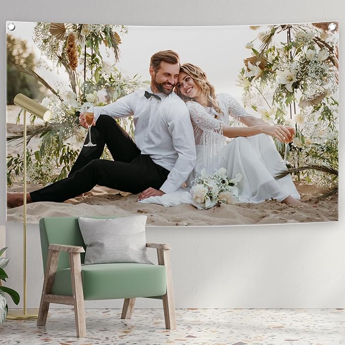 Personalized Custom Tapestry - Ships Next Business Day, Made in USA - Upload Your Own Image for a Unique Wall Hanging Backdrop, Perfect for Home & Living Room Decor, Bedroom Wall Art (60x90)