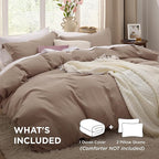 Bedsure Khaki Oversized King Duvet Cover - 3 Pieces Prewashed Cotton-Like Polyester Extra Soft Bedding Set, Includes 1 Duvet Cover 120x98 Inches with Zipper Closure & 2 Pillow Shams, No Comforter