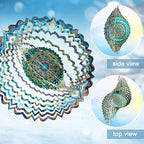 Wind Spinner Mandala Peacock - 12In Laser Cut Stainless Steel Wind Spinners Outdoor, 3D Kinetic Hanging Sculpture, Rustproof Metal Garden Decor Yard Art, Unique Gift for Women, Men, Holidays