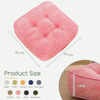 6" Washable Floor Pillow Cushion for Adults, Meditation Cushion Pillow, Large Square Floor Sitting, Removable Tufted Corduroy Cover, for Tatami Living Room or Yoga, 22x22 Inch, Machine Washable