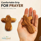 Holy Land Market Comfort/Holding Cross Also Known as Palm or Hand Cross With Velvet Bag And Two Certificates (4 Inches) (1)