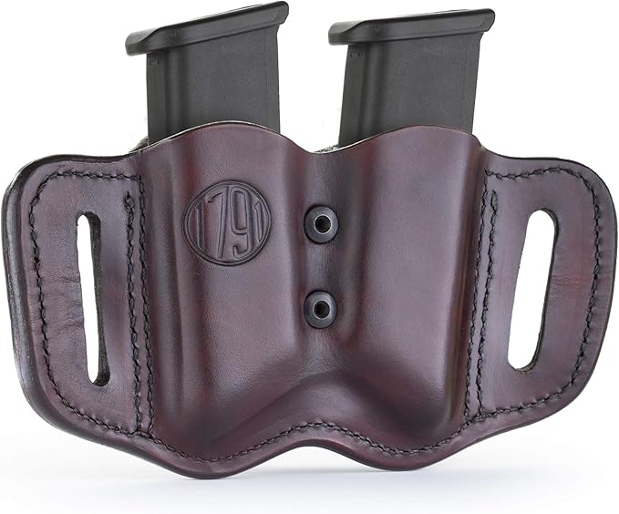 1791 Gunleather 2.2 Mag Holster - Double Mag Pouch for Double Stack Magazines, OWB Magazine Pouch for Belts