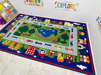 KIDCARPET.COM Around Town Play Mat Rug | Interactive Activity Carpet for Preschool Playroom Toy Car Track, 6' x 8'6"