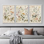 MUDECOR Framed Wall Art Print Set Blooming Wildflowers Illustrations Modern Art Decorative Colorful Chic for Living Room, Bedroom, Office - 24"x36"x3 White