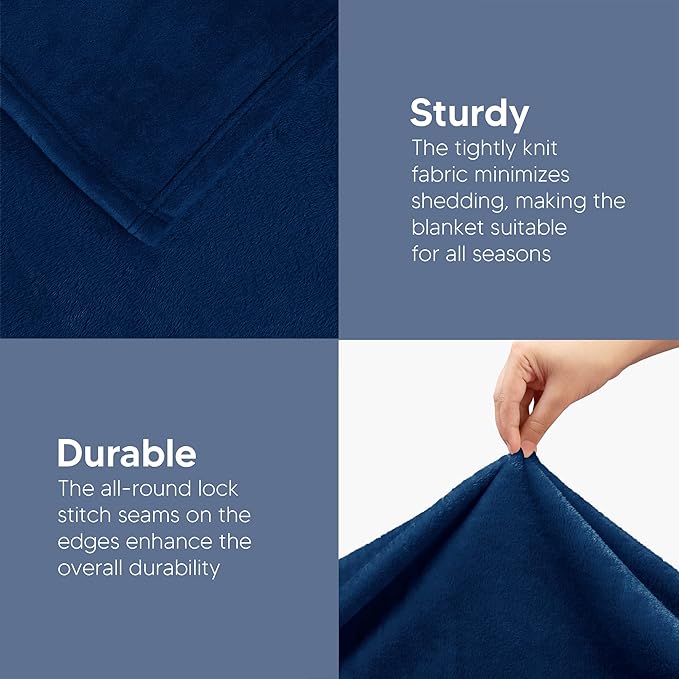 Utopia Bedding Fleece Blanket King Size Navy 300GSM Luxury Anti-Static Fuzzy Soft Microfiber Bed Blanket (90x102 Inch)