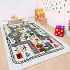 Kids Car Playmat, Kids Rug for Playroom Car Mat Town City Road Traffic Rugs, Play Mat for Floor, Extra Large Boys Kid Car Track Play Rug (Style Five, 59X 39.4 INCH)