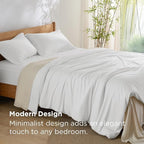 Bedsure 100% Rayon Derived from Bamboo Duvet Cover Queen Size - Lightweight Silky Cooling Comforter Cover Set for Hot Sleepers, Breathable & Moisture-Wicking Bedding Set, White