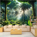 BSFHH Nature Tapestry Forest Tree Sea Cave Wall Hanging, Stream Through Rainforest Landscape Wall Art Tapestry for Bedroom Living room (Rainforest, 90"×70", Unframed)