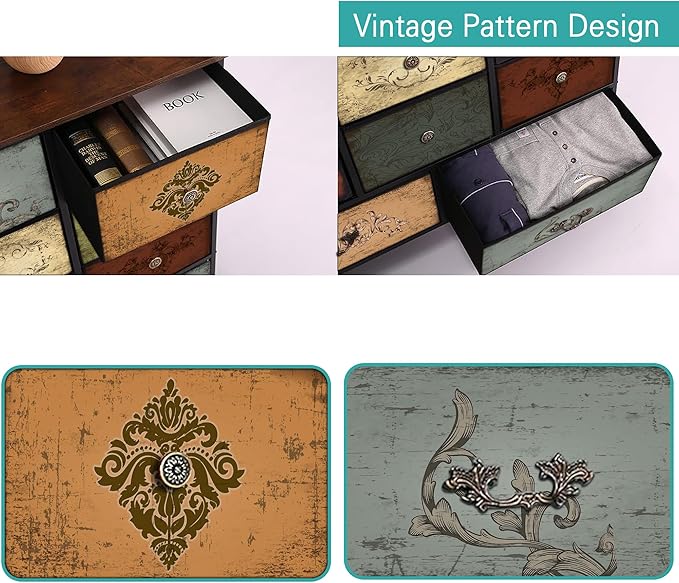 Chest of Drawers for Bedroom with 11 Deep Drawers, Tall Fabric Dresser, Wide TV Stand, Storage Organizer for Closet, Nursery, Kid's Bedroom