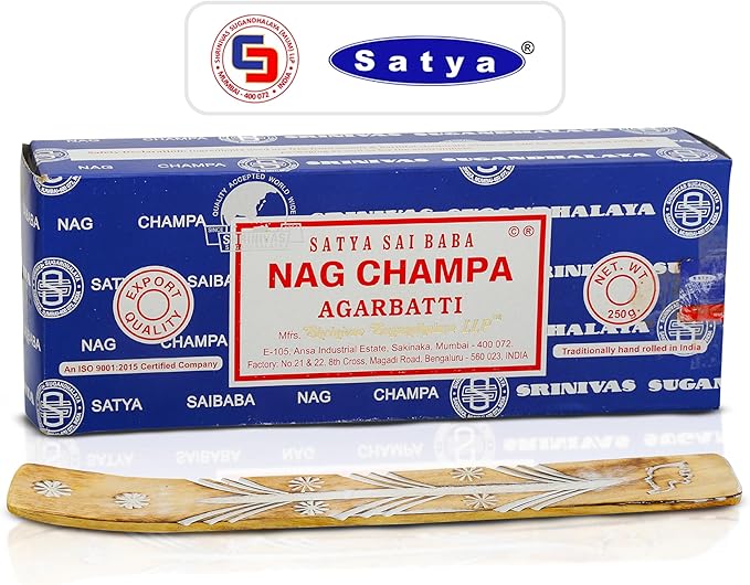 Satya Sai Baba Nagchampa Incense Sticks 250 gm Pack with Raajsee Insence Stick Holder, Inscent Sticks NagChampa Agarbatti, Natural & Chemical Free